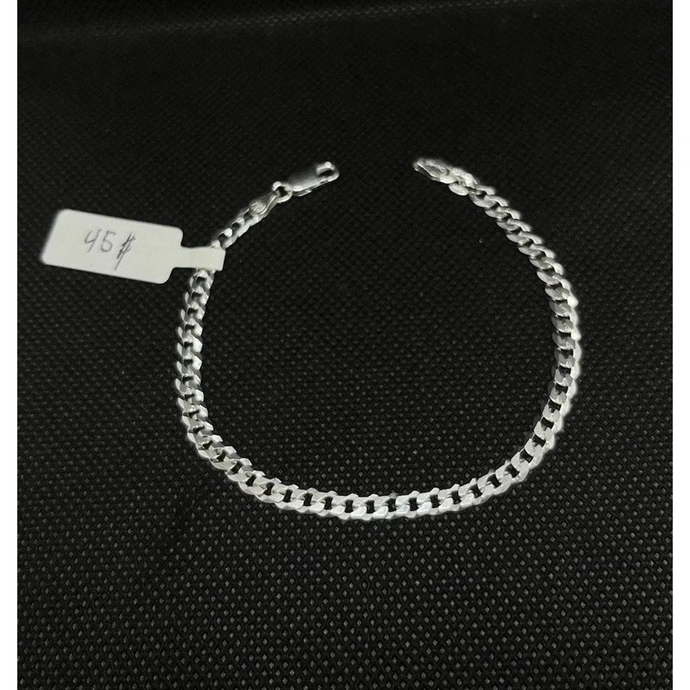 Esclava De Plata 925 Con Tejido Cubano,925 Silver Bracelet Cuban Link 8 Inch